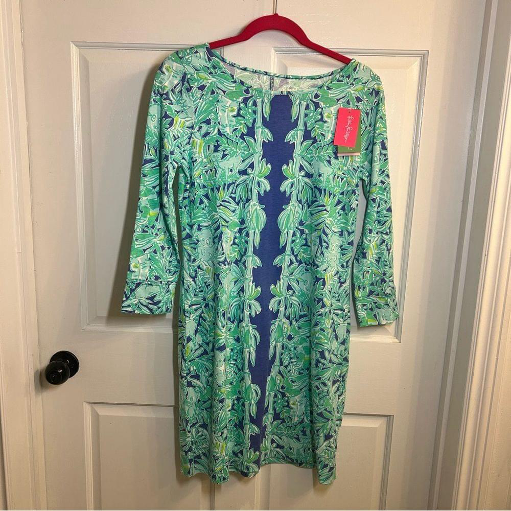 Lilly Pulitzer cotton knit dress size small , long sleeve knee length